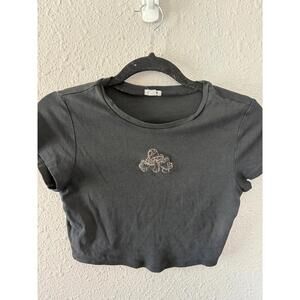 Garage black cropped mushroom tee size S